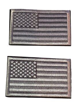 2 Sets Silver Black Embroidered Fabric patches With Hook & Loop Backing NEW